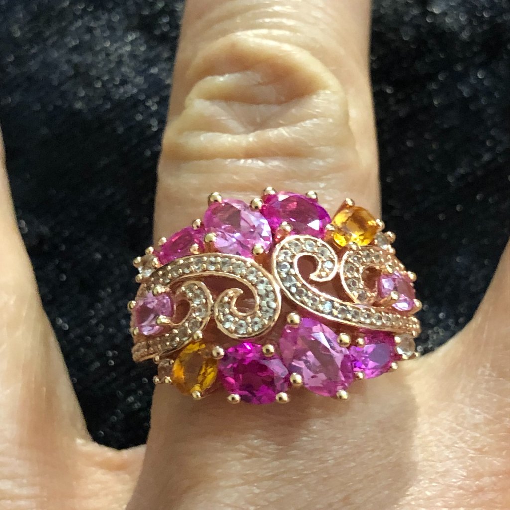 18k Rose Gold Plated Pink Sapphire Ring